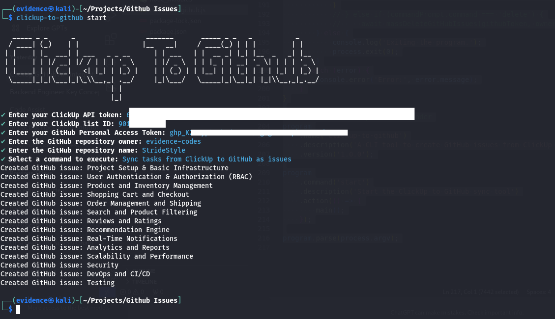 ClickUp to GitHub